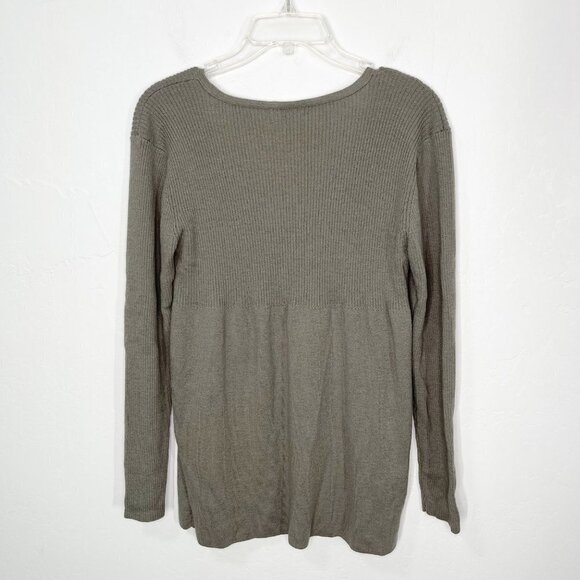 Eileen Fisher Gray 100% Wool one Button Cardigan Sweater Size M - Picture 5 of 6